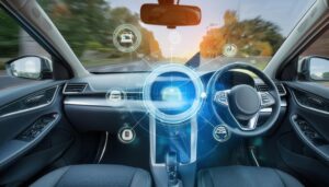 ダッシュボード上の未来型ホログラム