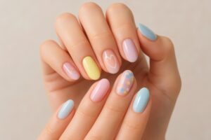 ハートやドットで彩られた遊び心あるネイル