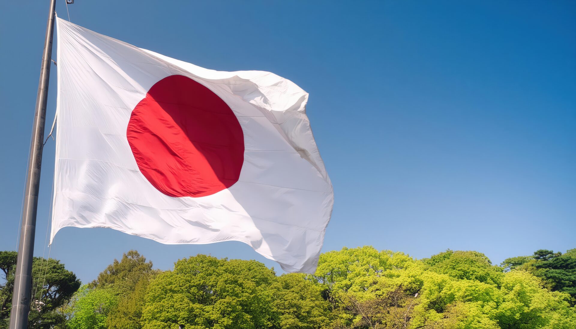 日本の国旗と青空