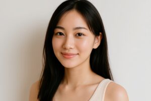 明るい背景で美しい素肌を見せる女性