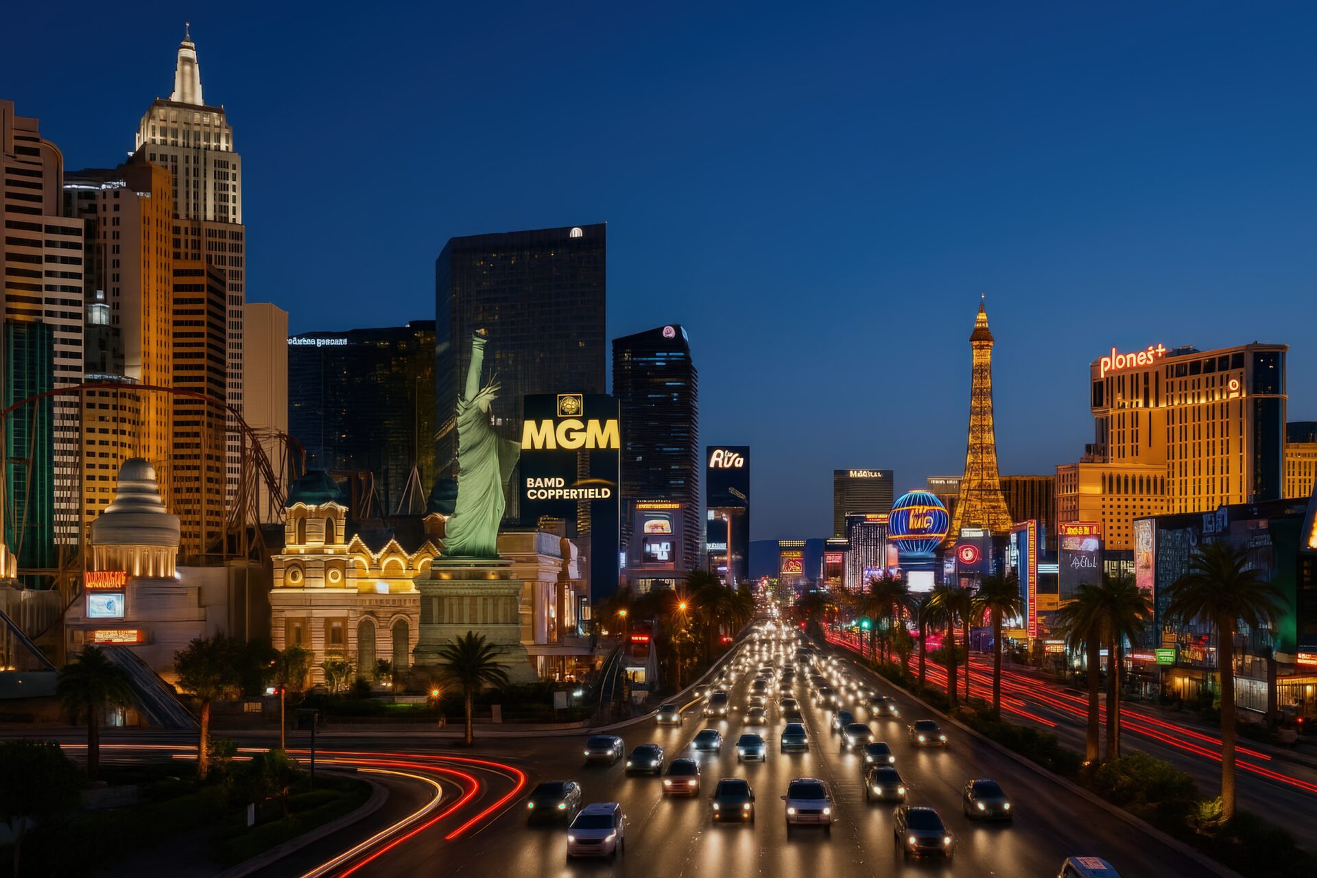 ネオンが照らすラスベガスの観光ストリート
