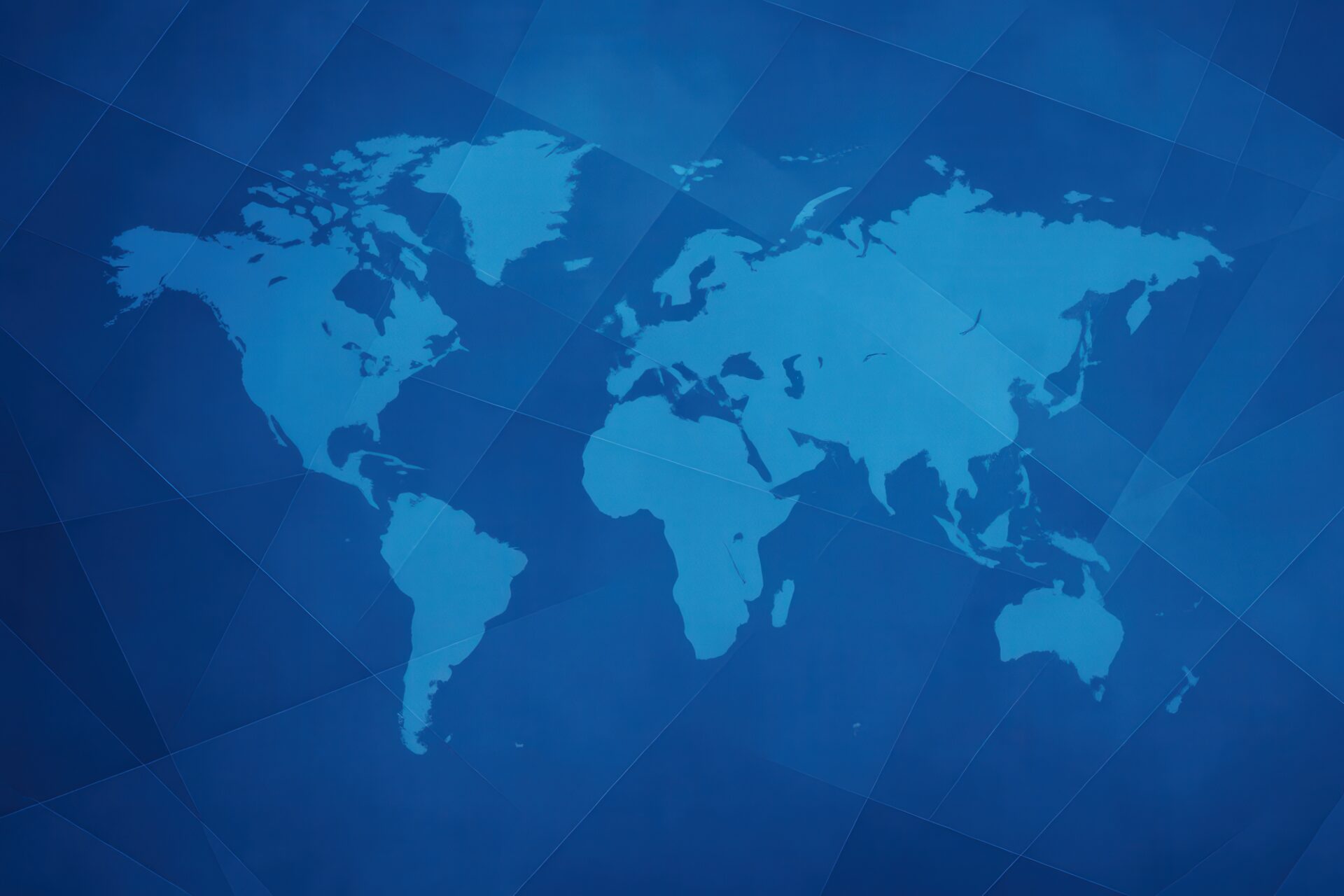 ブルーの幾何学模様に描かれた世界地図の背景