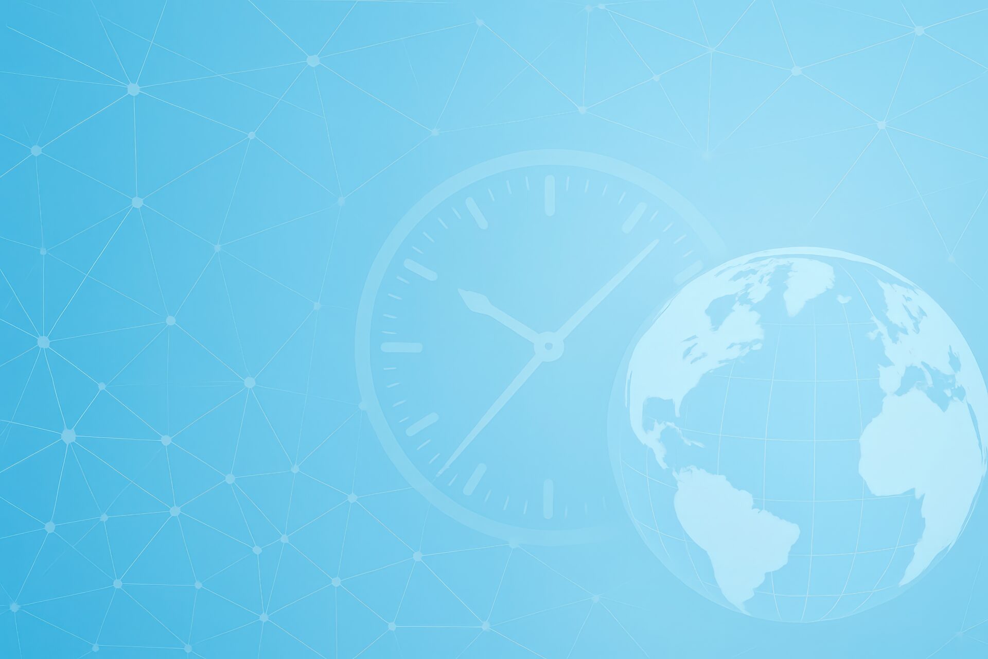 明るいブルー基調の地球と時計のニュース背景