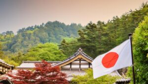 日本建築と日本国旗