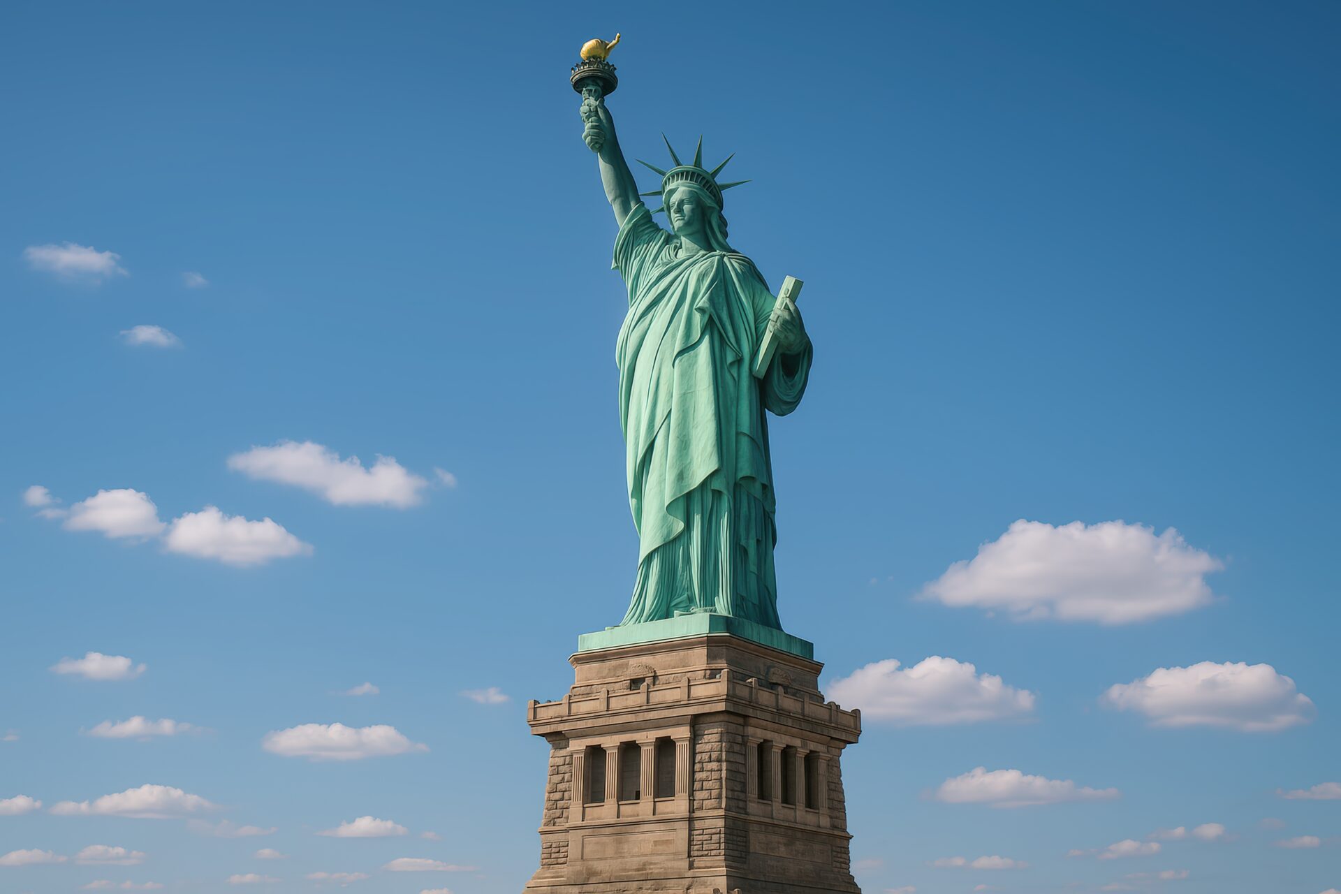 リバティ島に立つ自由の女神像