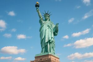 自由の象徴としてそびえる自由の女神