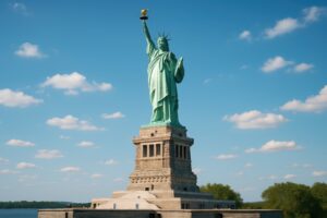 自由の象徴としてそびえる自由の女神