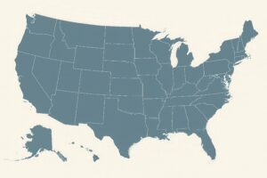 色分けされたアメリカ全州のシンプル地図