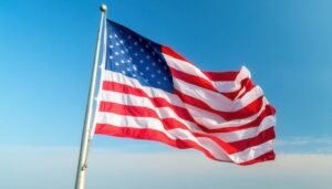 ポールに掲げられたアメリカ国旗