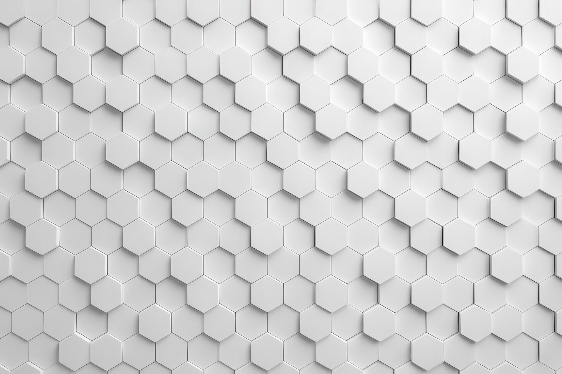 光と影が際立つ白の立体ハニカム構造背景