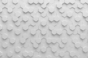 奥行きのある白の幾何学的ハニカムテクスチャ