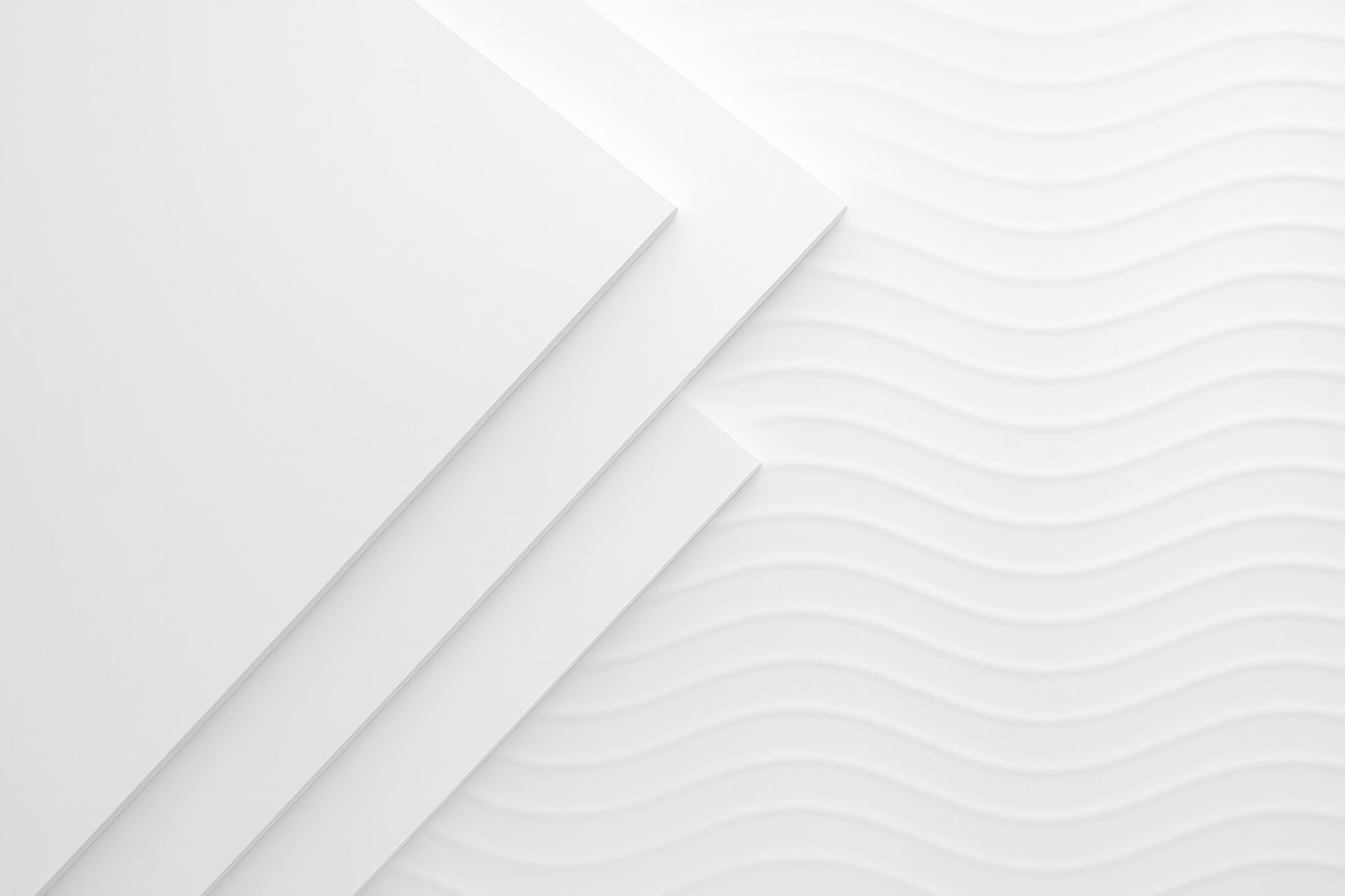 重なり合う白い面と波模様の抽象背景