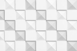ピラミッド状の白ブロックが並ぶ3D背景