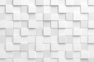 ランダムに立体感のある白いブロック壁