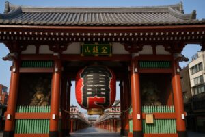 歴史を感じる浅草寺雷門と雷神像