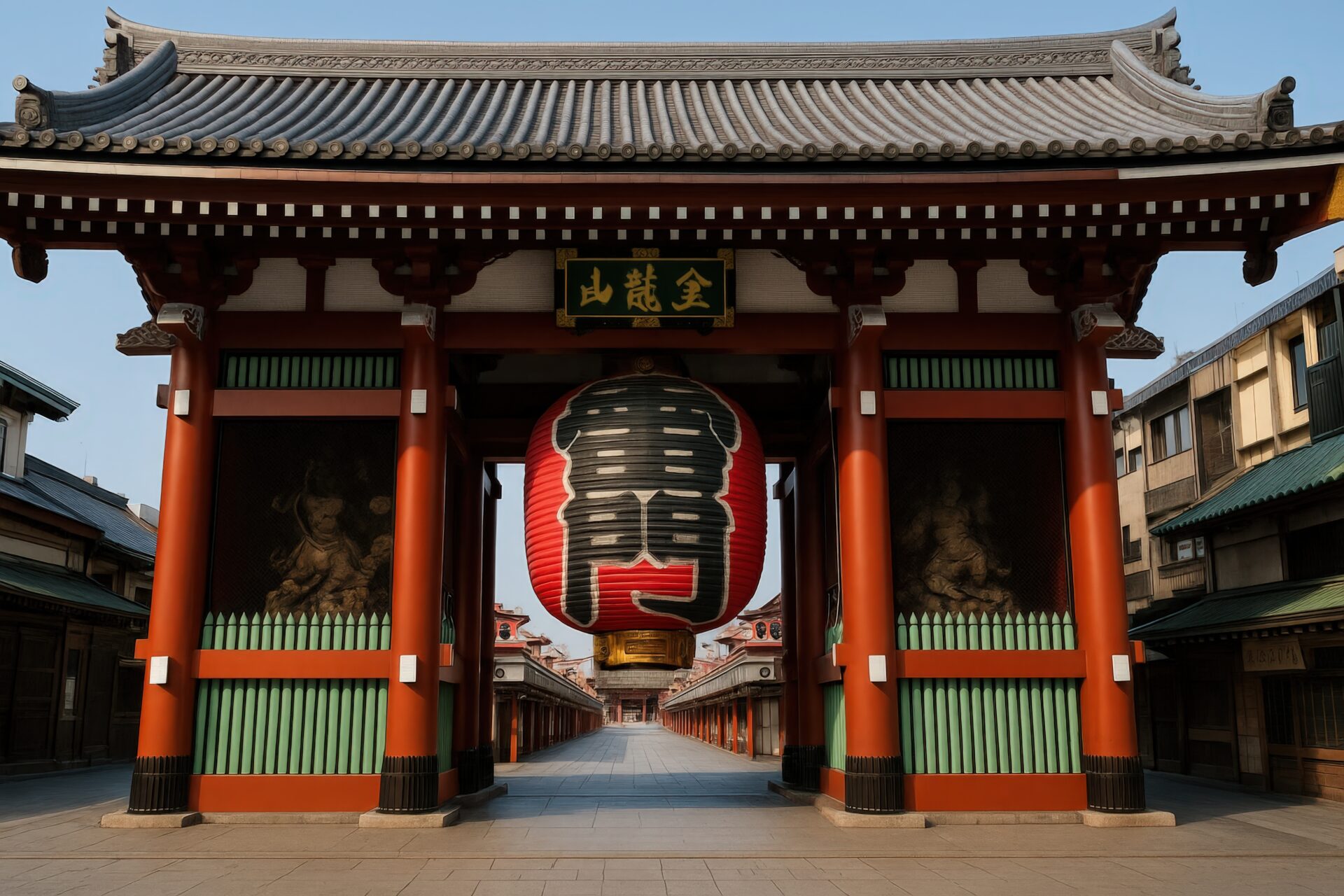 早朝の誰もいない雷門前