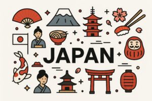 日本文化を象徴するアイテムのイラスト集