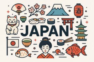 伝統と食文化を詰め込んだ日本のイラスト