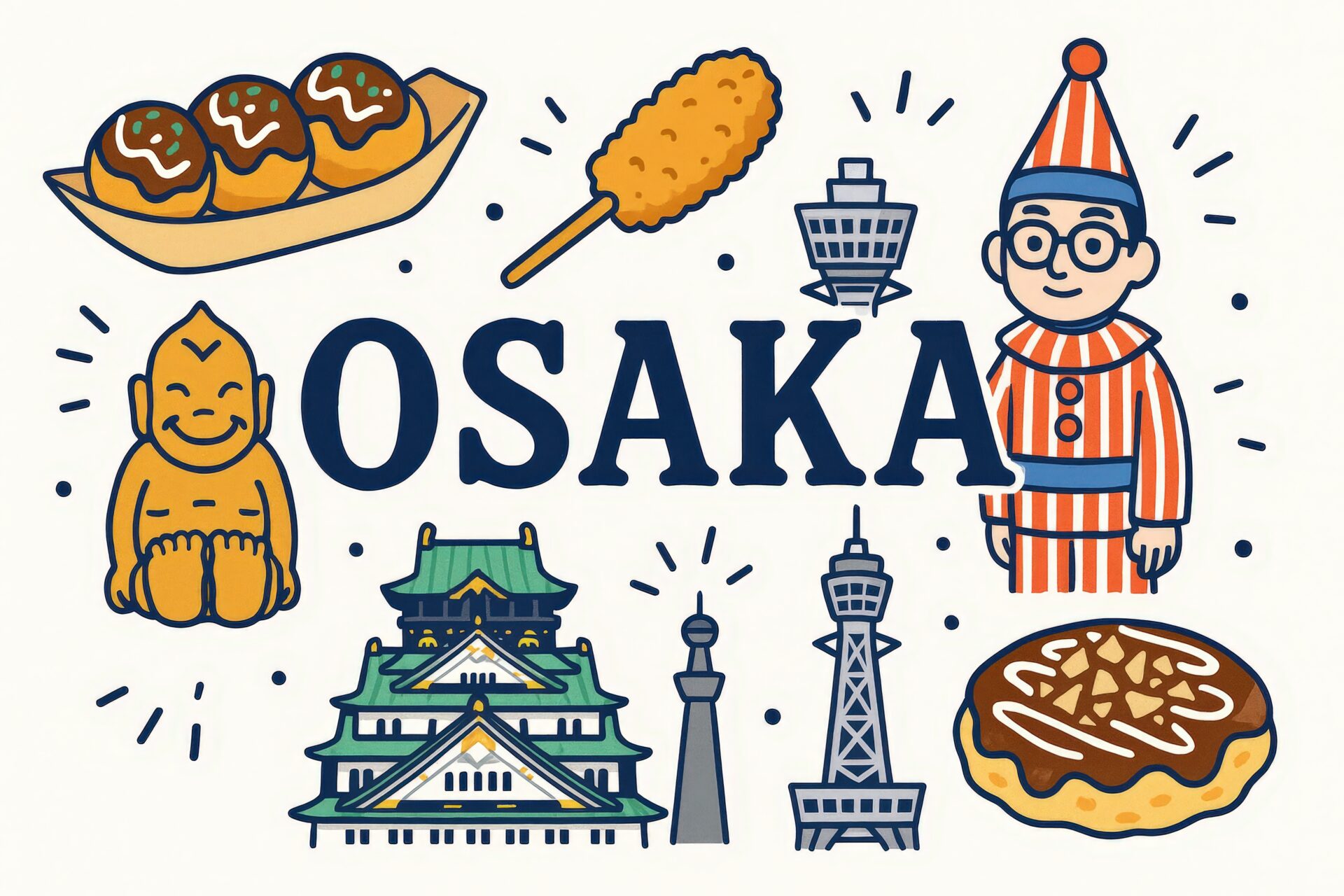 イラストで楽しむ大阪観光のハイライト