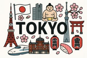 東京観光のアイコンイラストセット