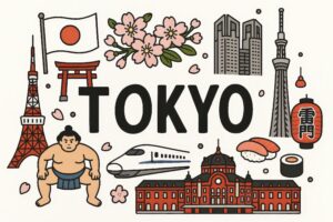 東京旅行を象徴するイラスト素材