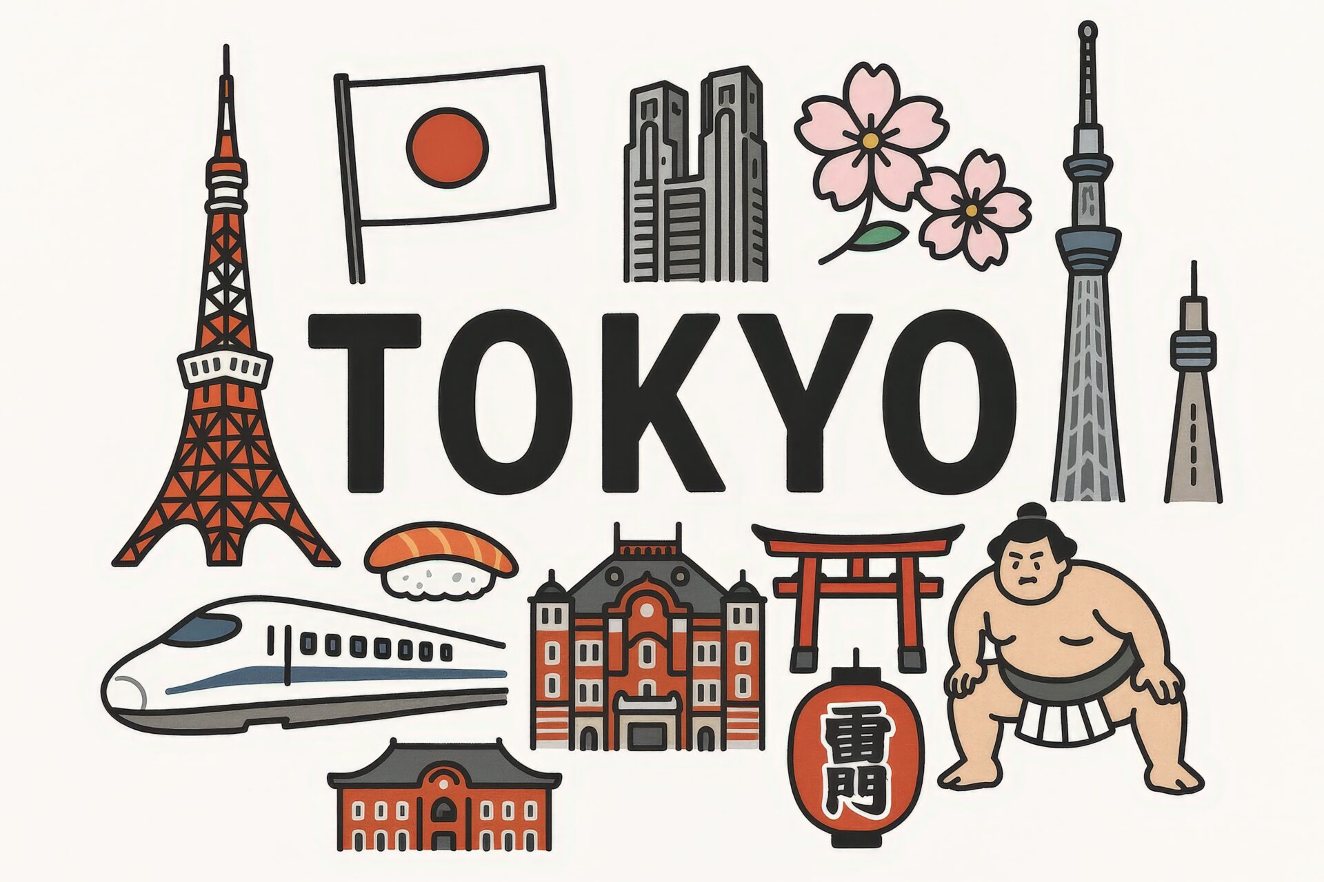 東京をイメージした観光アイコン集