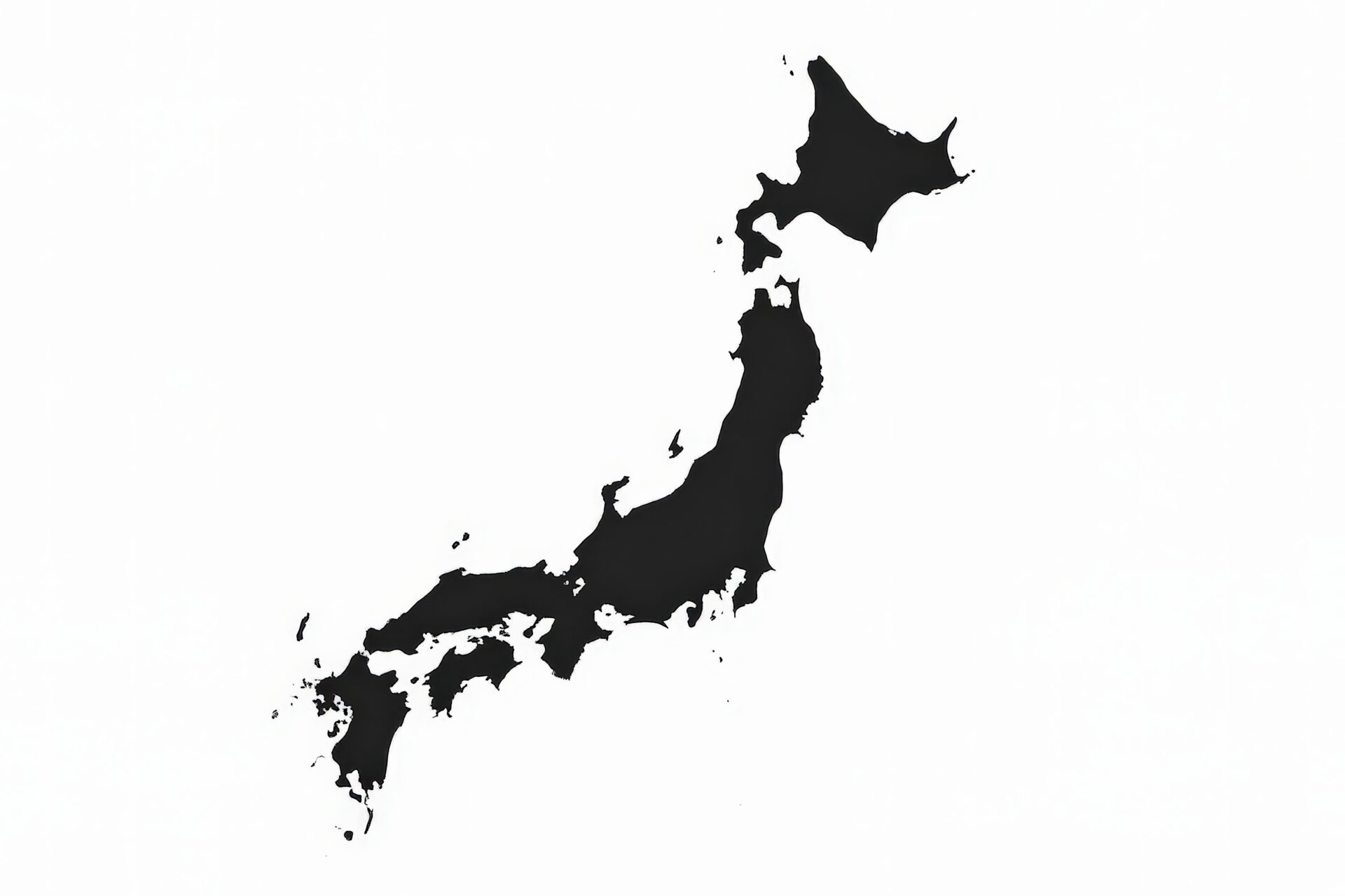黒色シルエットの日本全土図