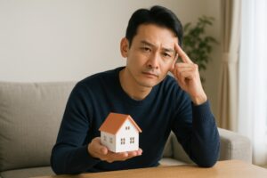 マイホーム購入について悩む男性