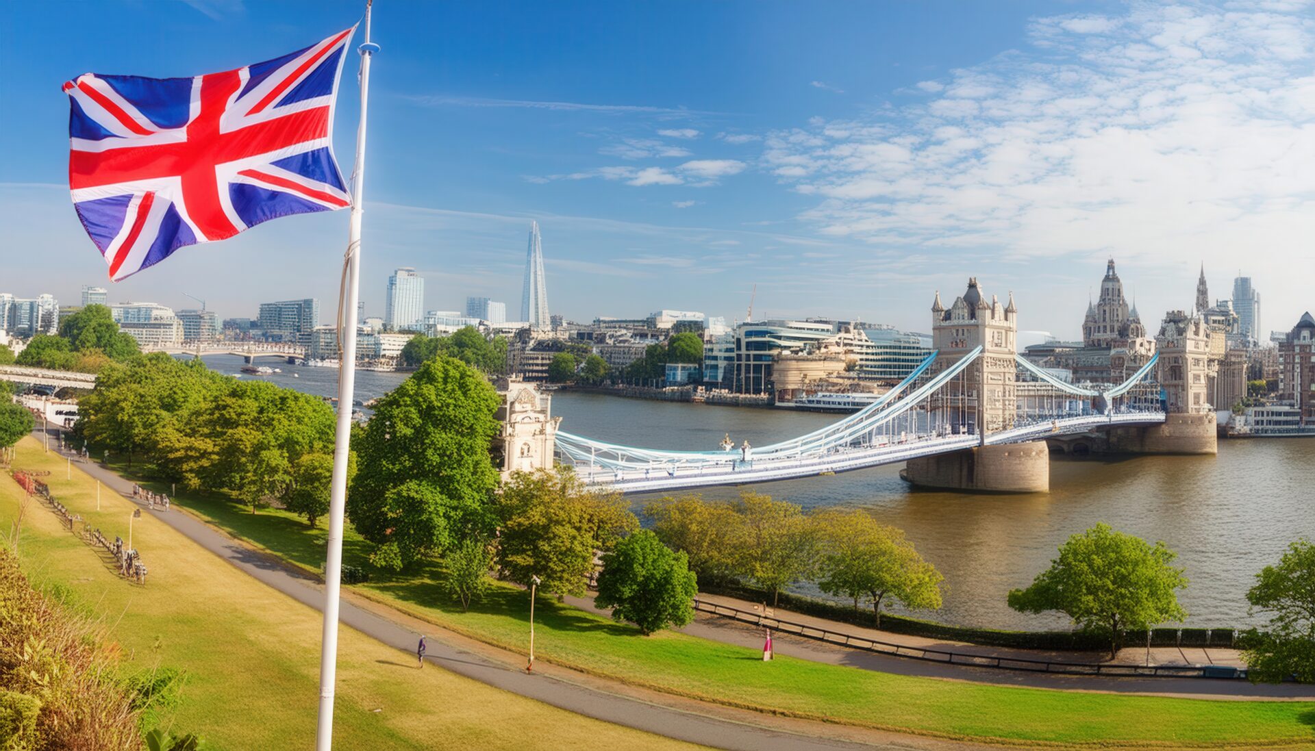 ロンドン橋と掲げられたイギリス国旗