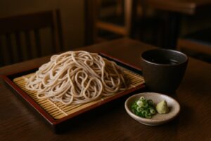 落ち着いた店内で提供されるざる蕎麦