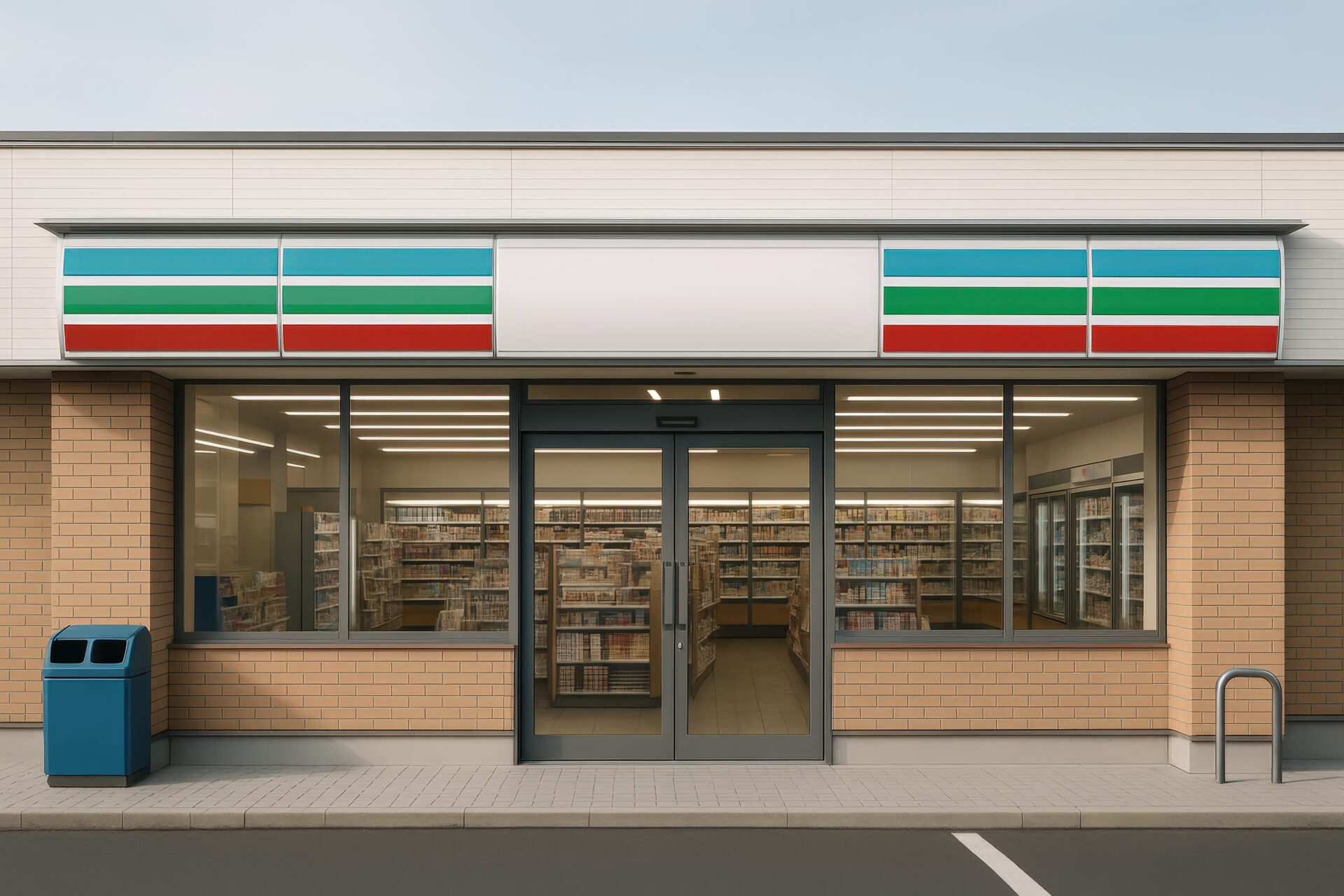 レンガ調の外壁を持つ清潔感のあるコンビニ