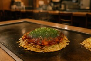 ふんわり焼き上がった広島風お好み焼き