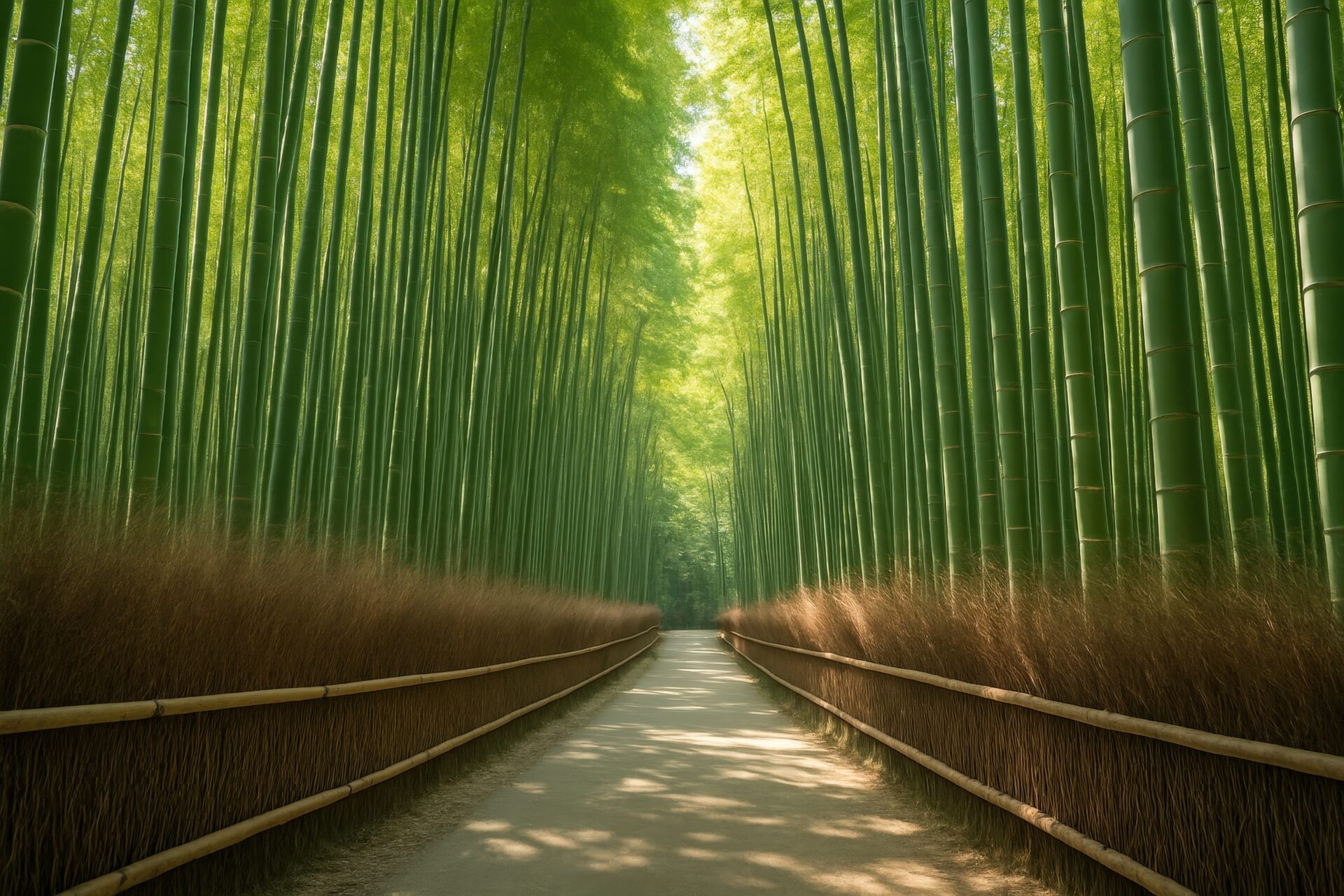竹林の小径を進む風景