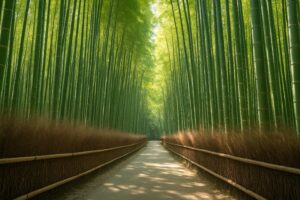 竹林の小径を進む風景