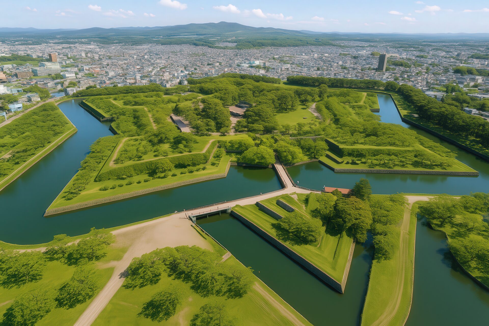 星形の堀が美しい初夏の五稜郭