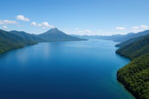 澄み渡る空と深い青が美しい摩周湖の眺め
