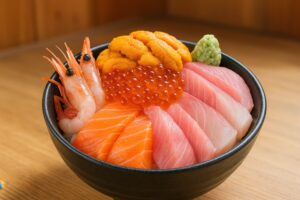 ウニといくらが贅沢に盛られた海鮮丼
