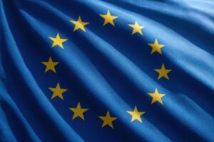 波打つ欧州連合の旗のアップ