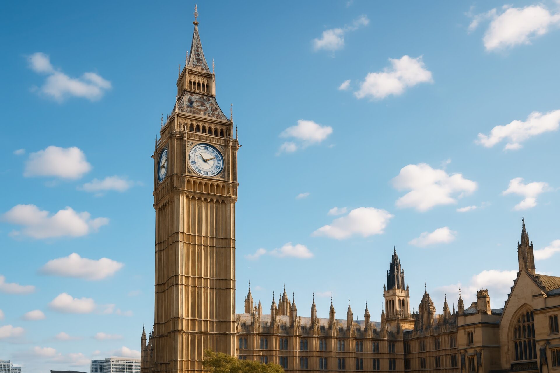ウェストミンスター宮殿とビッグベンの昼景色