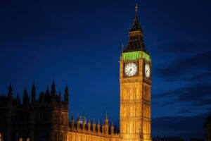 ライトアップされたビッグベンの夜景