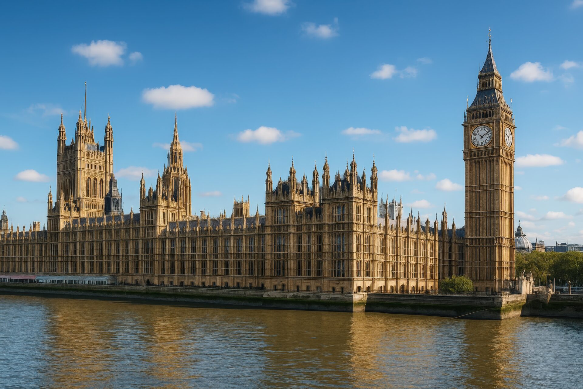 ロンドンの国会議事堂とビッグベンの全景