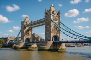 昼間のロンドン塔橋と青空の風景