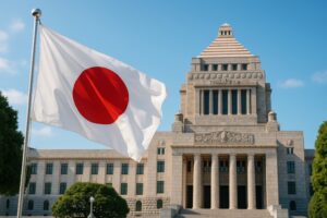 日本の国旗と国会議事堂の組み合わせ