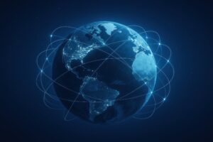 夜の地球に張り巡らされたグローバルネットワーク