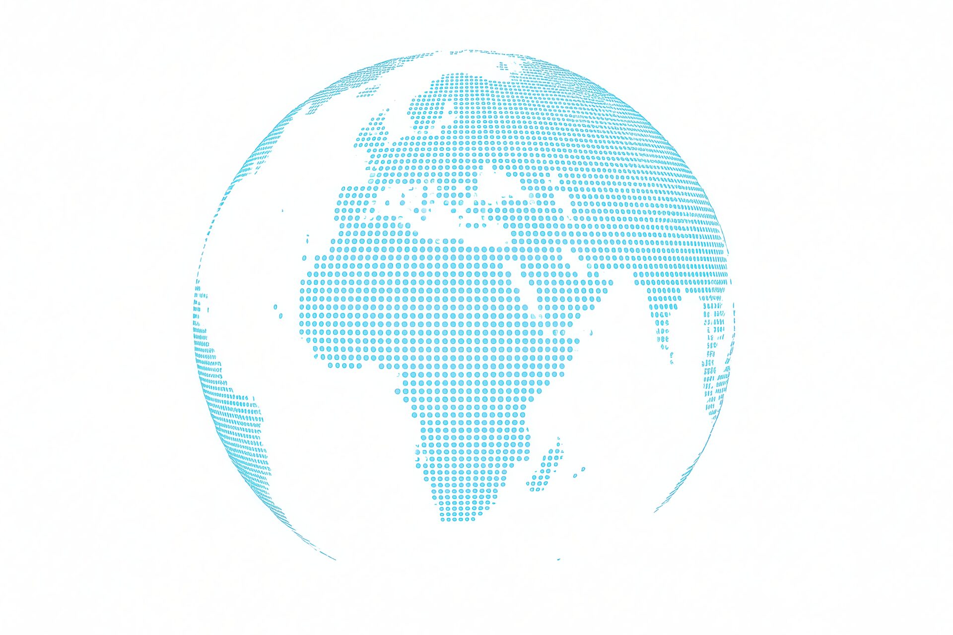 水色の円形ドットで描かれたシンプルな地球のビジュアル