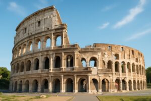 午前の光に照らされたコロッセオの外観