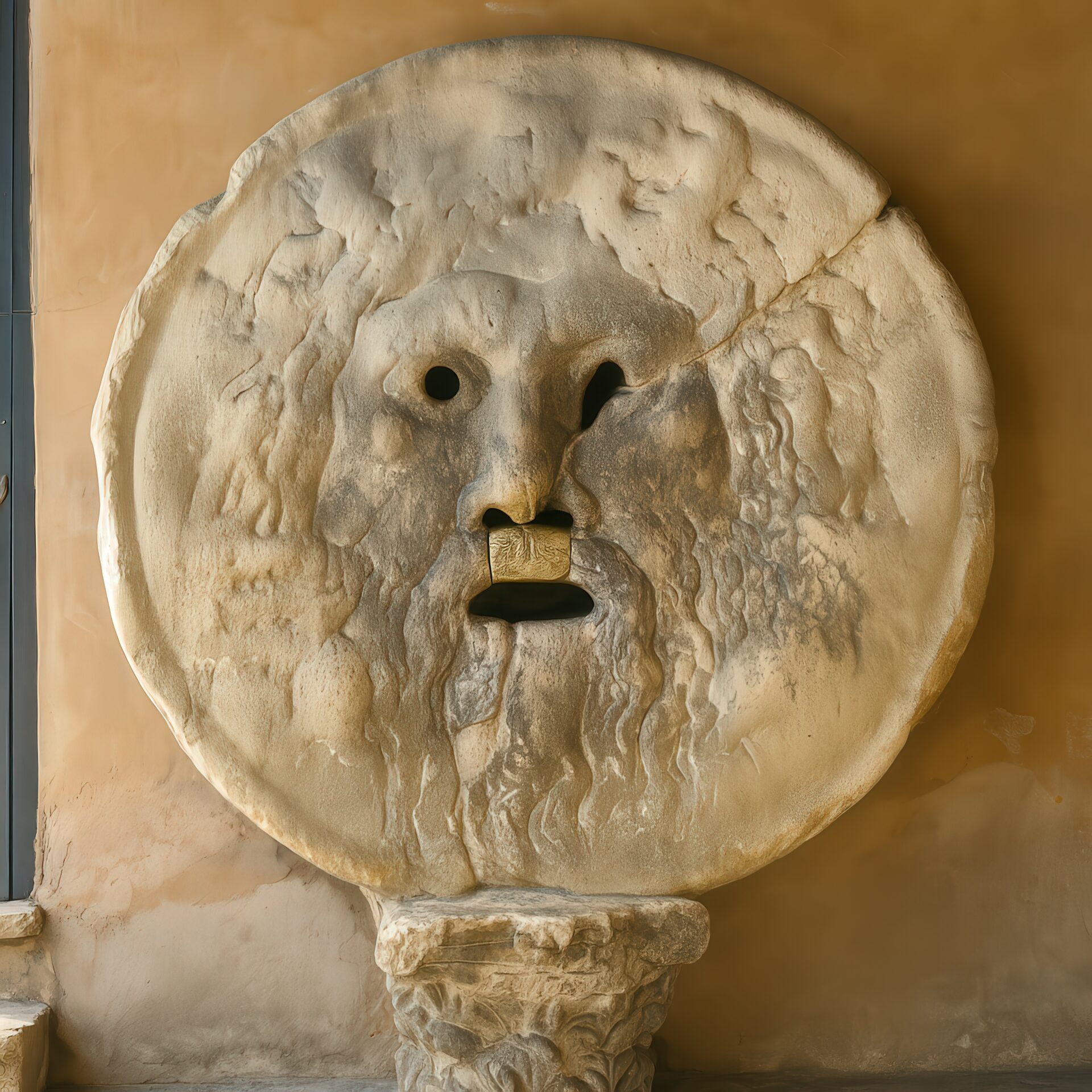 歴史的な真実の口を中心に撮影したアップショット