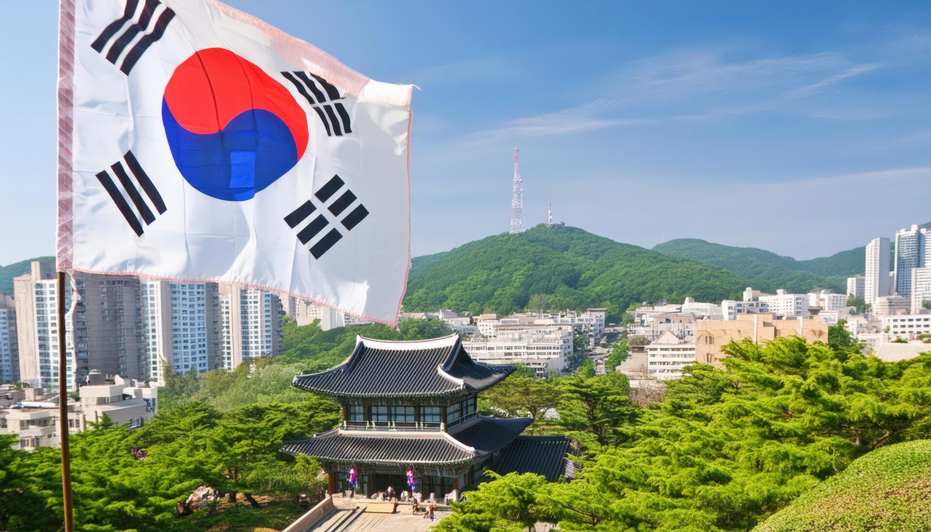 韓国の都市と伝統的な建物