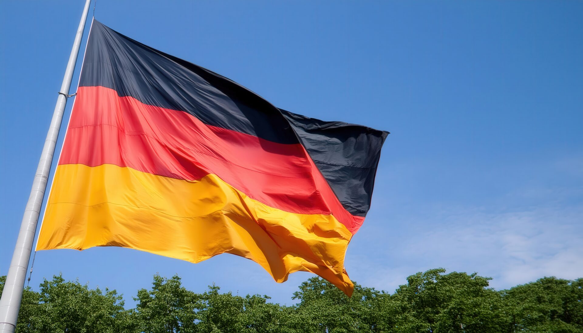 青空とドイツの国旗