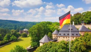 城とドイツの国旗